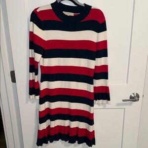 LOFT womens Dress with Red, Navy, and White Stripes